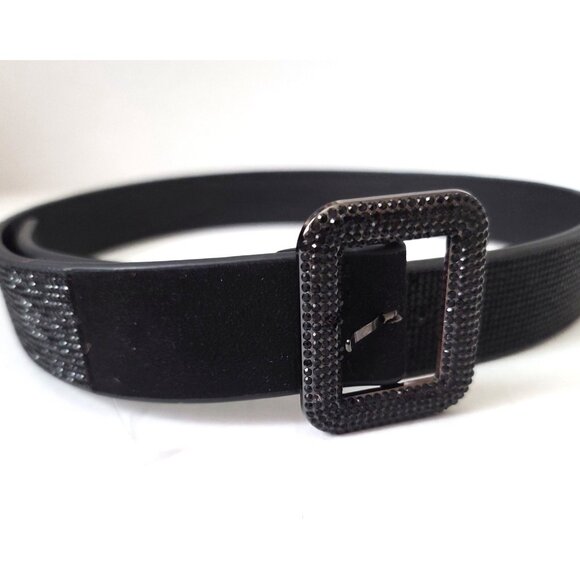 Anthropologie Square Gem Sequin Belt S Black 1 3/8\